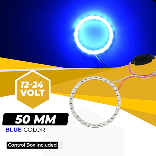 Image of 2 x 80 /70 /60 /50 /38 mm 93 LED CCFL Headlight COB Angel Eyes Halo Ring Lamp 12-24V (Blue, 50 MM)