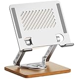 Bianstarコンピュータスタンド高さ/角度調整可能360度回転デスクトップ用折りたたみ式冷却滑り止め安定性（グレー、16.5*14*20） (シルバー)