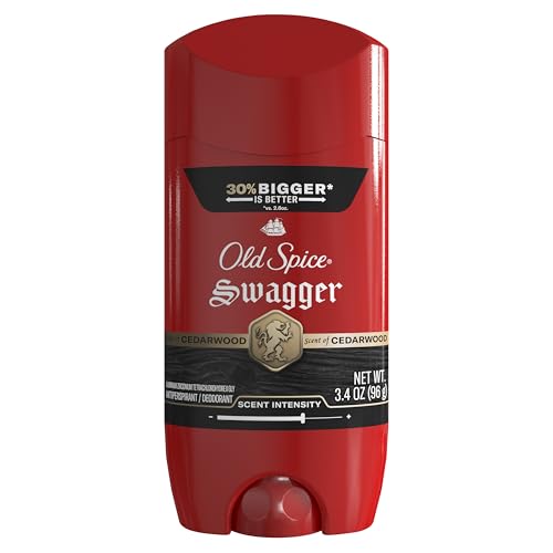Old Spice Antiperspirant Deodorant for Men, 24/7 Sweat & Odor Protection, 24/7 Lasting Freshness, Invisible Solid, Swagger with Cedarwood Scent, 3.4 oz