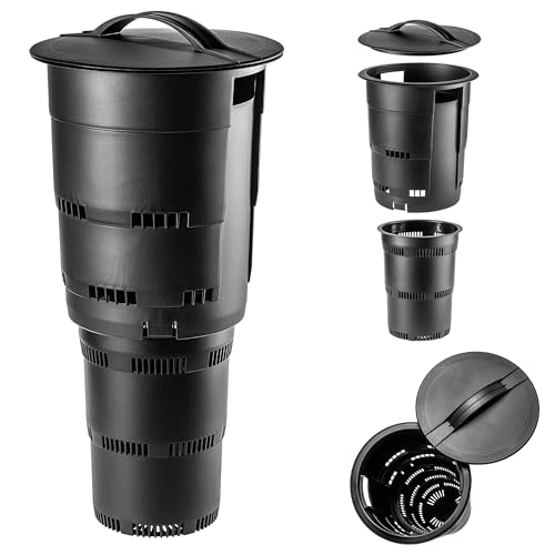 KADAX Compostiera da giardino sotterranea in plastica, compostiera inodore, secchio per compost per la produzione di fertilizzanti, contenitore per compost con fori di ventilazione (nero, 1 pezzo)