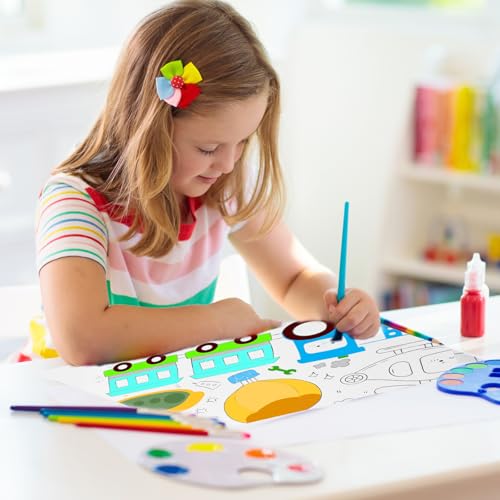 Childrens Drawing Roll, 2 Rolls Coloring Paper Rolls, Sticky Drawing Paper Roll, DIY Painting Drawing Color Filling Paper for Kids Toddler Children Gifts, 11.8" x 118", (Transportation/Space Travel)