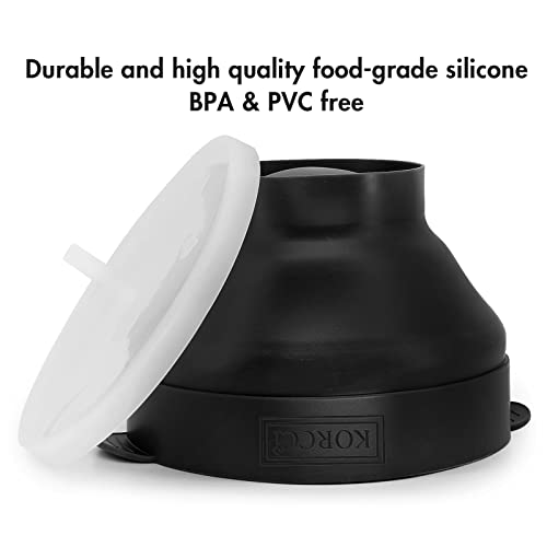 Image of The Original Korcci Microwaveable Silicone Popcorn Popper, BPA Free Microwave Popcorn Popper, Collapsible Microwave Popcorn Maker Bowl, Dishwasher Safe - Black