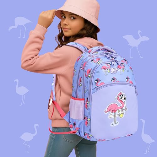 Image of Gear Flamingo 15 inch /21L Medium Water Resistant School Bag | Casual Backpack | Daypack | Travel Backpack | Kids Bag for Boys /Girls (Purple - Pink)