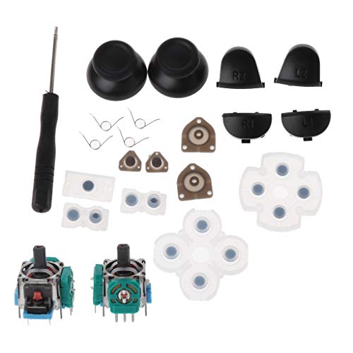 Siwetg L1 R1 L2 R2 Boutons de déclenchement 3D analogiques Joysticks de pouce Capuchon conducteur en caoutchouc pour manette PS4 Kit de réparation de manette Manette PS4 Bouton Pad Pad conducteur