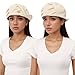 QFE 2PCS Beret Newsboy Hats for Women Cap Adjustable Pageboy Visor Paperboy Hat Retro Solid Color Girls Fashion Elastic Octagonal Hiking Beach Sports Sun Protection Traveling Gatsby Painter Beige