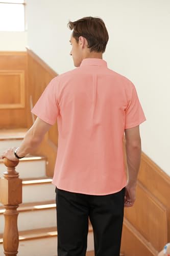 Image of SANGTREE Men & Boy Striped Multicolor Oxford Cotton Shirt,Comfortable Fit,Short Sleeve Collared Shirt