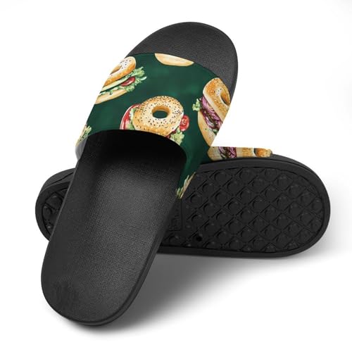 Bagel Sandwiches House Slippers for Women Men Personalized Shower Shoes Sandals Slides4