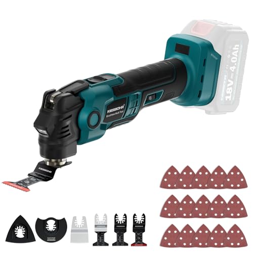 Multifunktionswerkzeug Kompatibel mit Makita 18V Akkus, Bürstenloser DIY Oszillationswerkzeug mit Dämpfungssystem, 3.6° Oszillationswinkel, 6000-20000 U/min (ohne Akku)