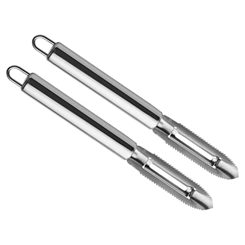 EXHUMKY 2 Piezas Pelador De Acero Inoxidable Freír Aparato De Cocina Para Cortar Frutas Espiralizador Multi Zanahoria Amoladora Piña Picadora De Verduras Molinillo Mezclador Crepe Silver