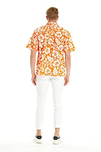 Image of Matchable Couple Hawaiian Luau Men Shirt or Women Tank Dress in Classic Vintage Hibiscus