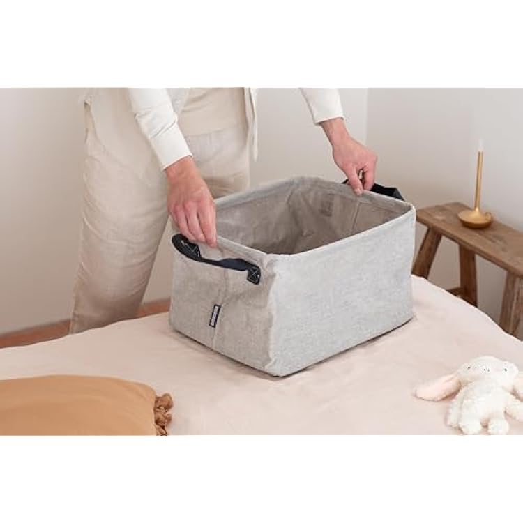 Brabantia - Foldable Laundry Basket - Compact Storage Box - Water Resistant Coating - Multi-Functional - Laundry Hamper - Bathroom - Collapsible - Grey - 9 Gal