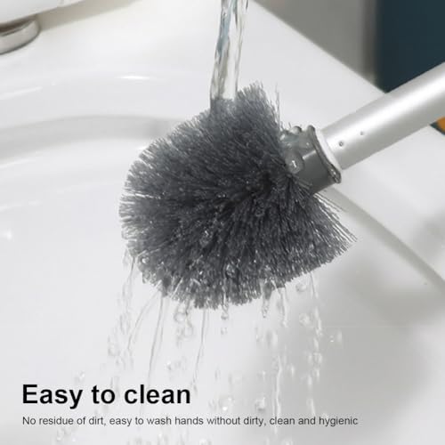Image of Toilet Bowl Brush and Holder,Toilet Brush with Crevice Cleaning Brushes,No Dead Corner Clean Wall Mounted Compact Toilets Brushes Set,Durable Bristles for Bathroom,RV(White Grey)