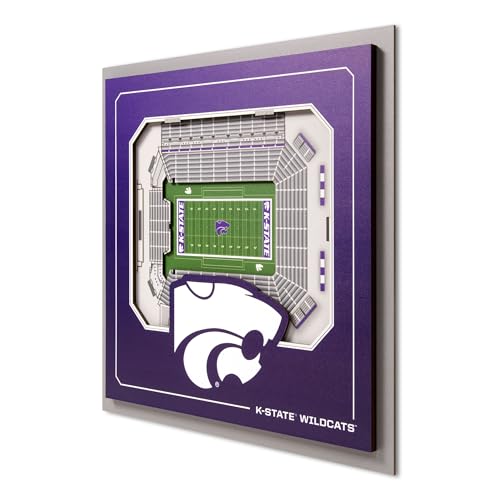 YouTheFan Officially-licensed NCAA Kansas State Wildcats Stadium Series 3D Wall Art - multi-layer team stadium replica, detailed sports fan gift, indoor decor
