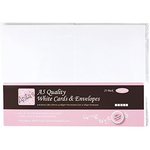 Anita's A5 Card and Envelope, Pack of 25, White Cover