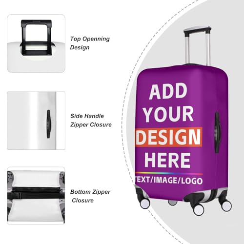 Custom Luggage Cover,Personalized Travel Suitcase Cover with Photo Text Double Sided Design Double-Sided Printing Elastic Protector Covers Pretty Unique Gifts,Purple-S-0374