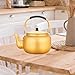 hervidor de agua de aluminio amarillo con tapa Imagen de hervidor de agua de aluminio amarillo con tapa