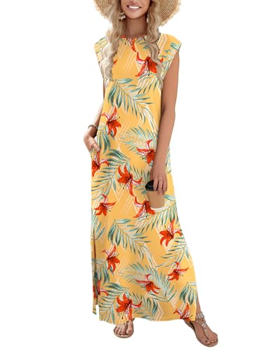 Image of Zeagoo Summer Dresses for Women 2026 Long Maxi Sundresses Loose Split Wrinkle-Free Beach Travel Vacation Clothes