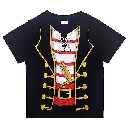 Halloween Toddler Boys Girls Shirts Jack-O-Lantern Pumpkin Pirate Firefighter Police Tops Tee for Kids Short Sleeve T-Shirt Black 3T