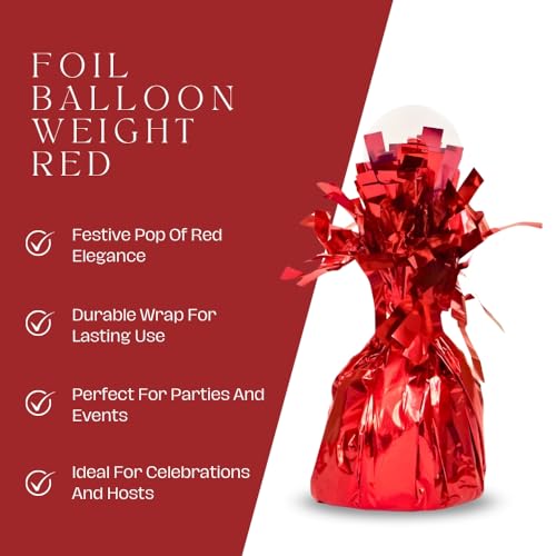 Image of Unique Foil Fringe Foil Balloon Weight - Red, 1 Pc