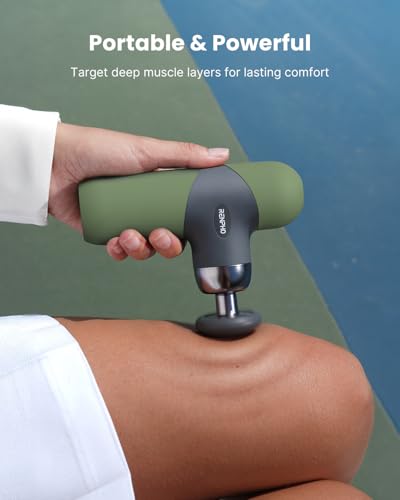 Image of RENPHO Mini Thermal Massage Gun with Heat, Color Silicone Casing, 4 Speeds | Portable, Ultra-Quiet Mini Massage Gun, 4 Heads, Neck, Back Muscle Comfort, Carry Case, Home, Office, Travel Use, Gift Idea