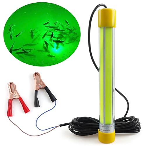Underwater Fishing Light 30000 Lumens 12V 50W LED Submersible Fishing Light Green Night Fish Attracting Light Waterproof Fishing Bait Finder Attractants Boat Lamp for Squid Shrimp Snook Crappie