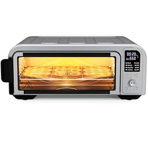 Kitchen Elite® Air Fryer Toaster Oven Combo, Stainless Steel Airfryer, Digital Convection Oven Countertop, 660°F Pizza Oven for 12′ Pizza or 9 Slices, Flip Up & Away for Space-saving, 1700W