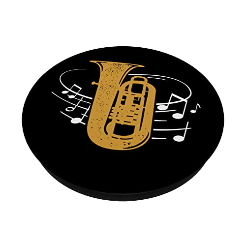 Orchestra Tubist Sheet Music Brass Instrument Tuba PopSockets Swappable PopGrip, Black - Image 2