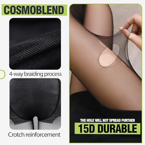 Image of 2PCS Women's Sheer Tights, 15D ultra-thin Rip Resistant Pantyhose Nude /black Indestructible stockings