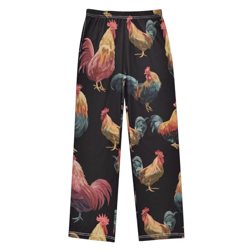 ZZXXB Rooster Pattern Boys Long Pants Soft Trousers Elastic Waist Kids Lounge Bottoms with Pockets S-XL