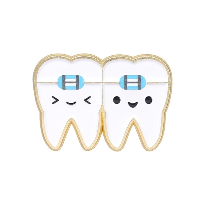 Dental tooth enamel lapel pin brooch