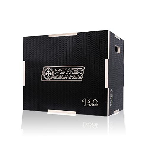POWER GUIDANCE Drewniane pudełko Plyo Box, idealne do treningu crossowego – 75/60/50 cm, 60/50/40 cm, 40/35/30 cm – skrzynia do skakania (czarna-S)