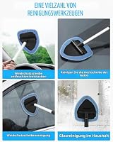 Auto Scheibenreiniger mit 6 Mikrofaserpads und Sprühflaschen,Auto Fensterwischer Kit,autoscheiben innenreiniger mit Ausziehbarer Griff,Reinigungswerkzeug für Windschutzscheibe ,180 drehbar,hellblau – Ansicht 4