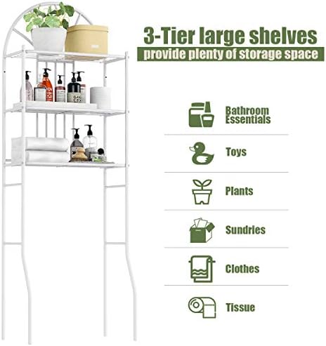 COSTWAY 3-Tier Over Toilet Storage Rack, Metal Frame Freestanding Washing Machine Shelves, Bathroom Space Saver Laundry Organiser Shelving Unit