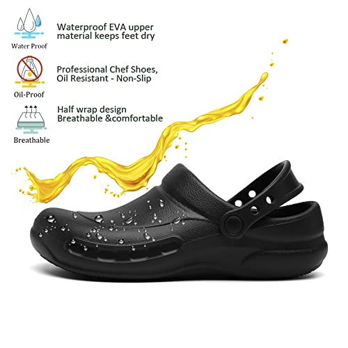 Waterproof And Oil-Proof Clogs Non Slip Kitchen Shoes For Men Nursing Shoes Garden Shoes Chef Clogs For Kitchen Food Service Indoor And Outdoor Slippers With Arch Support Men Clogs Size 12 #TOP1