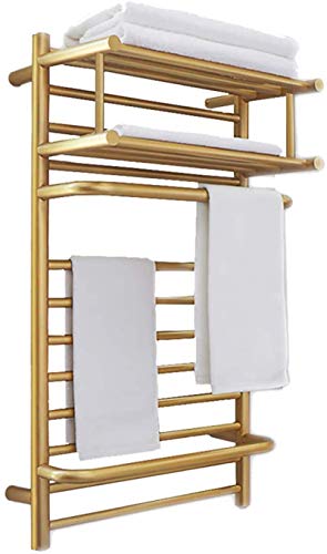 CAJOLG Towel Warmer, Towel Warmers for Bathroom, Wall Mounted Electric Heated Towel Rack, 304 Stainless Steel Towel Dryer Rack Heated Towel Bars, Towel Rail Rack for Bathroom, Gold,Bath Towel Dryer