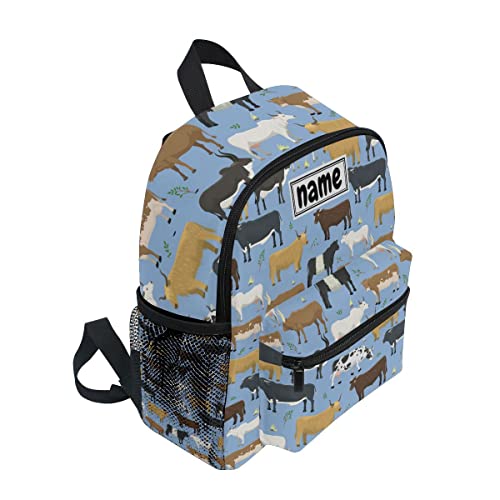 Custom Kid's Name Backpack Bulls Cows Farm Animal Toddler Backpack for Daycare Travel Personalized Name Preschool Bookbag for Boys Girls2
