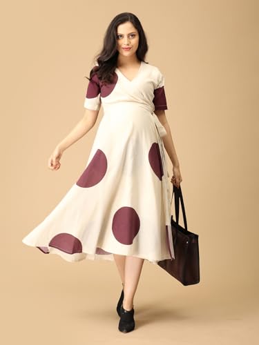 Image of The Mom Store Maternity and Nursing Wrap Dress for New Mom | Pre and Post Pregnancy Wear for Womens | Trendy Stylish Printed Friendly Dresses for Women | Comfortable