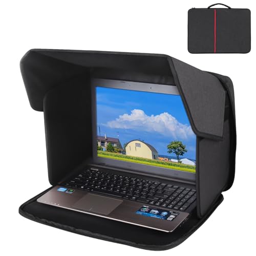 Portable Laptop Sun Shade Foldable Laptop Privacy Shield Blocks Sunlight Working Outside,Computer Anti Glare Shield Privacy Hood Case Fits for 15-16 inch(Patent Pending)