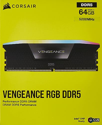 Image of CORSAIR VENGEANCE RGB DDR5 RAM 64GB (2x32GB) 5200MHz CL40 Intel XMP iCUE Compatible Computer Memory - Black (CMH64GX5M2B5200C40)