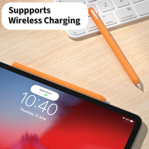 Image of Ultra Thin Protective Pencil Cover for Apple Pencil Pro &Apple Pencil 2nd Gen Silicone Case Sleeve Soft Durable Silicone Cover(Orange)