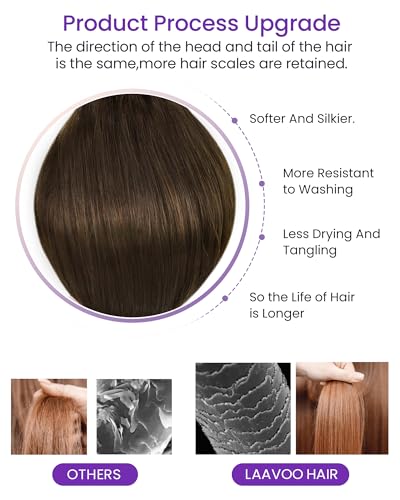Image of LaaVoo Tape in Hair Extensions Medium Brown Human Hair Tape on Extensions Brown Hair Extensions Tape in Real Human 20Pcs 14 Inch 40g