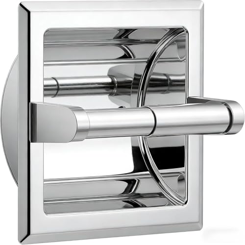 FORIOUS Recessed Toilet Paper Holder, Stainless Steel Durable Tissue Roll Holder Wall Mount for Bathroom Space Saving Design with Mounting Bracket, Wall Toilet Paper Dispenser Insert, Chrome