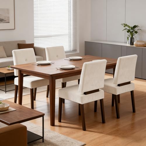 HOMRELEXA Holz esszimmerstühle 4er Set, küchenstühle 4er Set, Dining Chairs mit wolkig-weicher Sitzpolsterung und verstärkter Struktur, für Küche/Wohnzimmer/Essbereich, einfach zu montieren