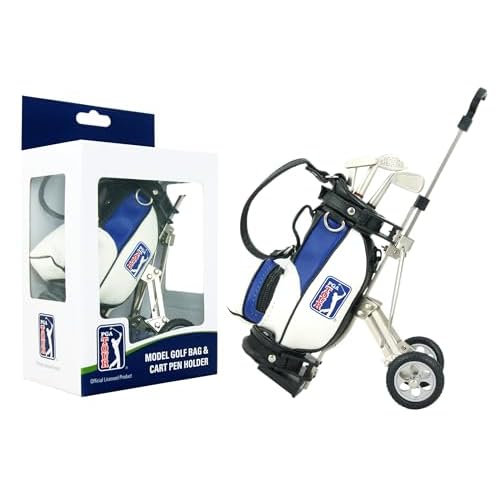 PGA TOUR Gadget Desktop Golftasche und Kugelschreiber Geschenkset, silber / weiß / blau
