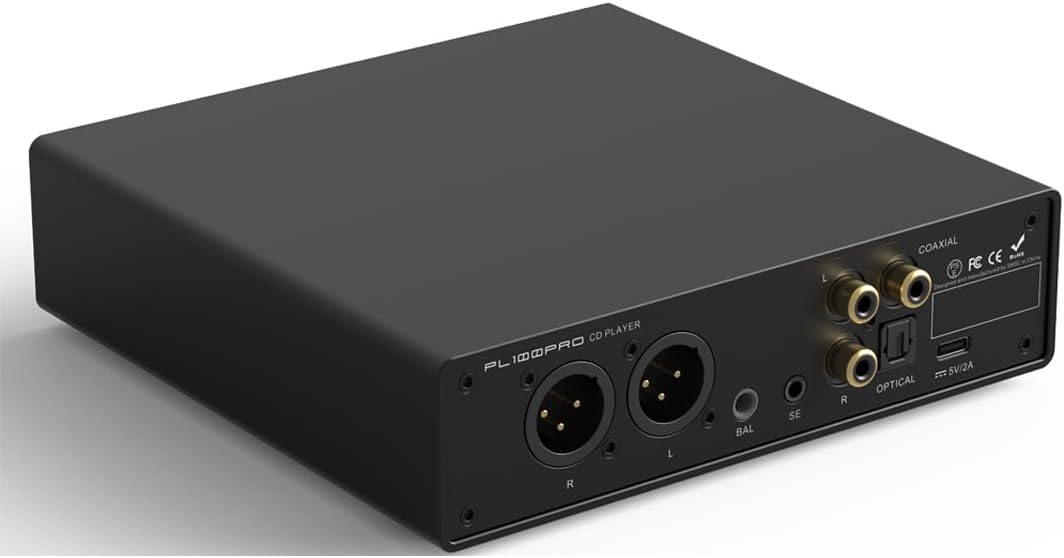 SMSL PL100Pro Multi-Function CD Player 2xCS43131 High-End DAC Chip Supports Lossless MQA Playback XLR 3.5mm&4.4mm Headphone Outp(Black)