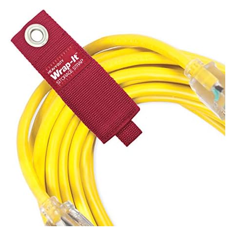 Heavy-Duty Wrap-It Storage Straps - Assorted 10-Pack (Cranberry Red) - Hook and Loop Storage Strap, Extension Cord Organizer, Hose, Cable Straps, Rope Organizer, Electrical, Hose, Garage Wall Hanger Cover