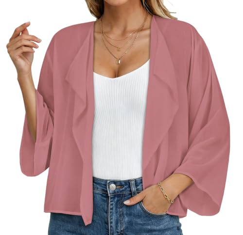 Image of Womens Summer Tops Short Shrugs Kimono Cardigans Casual Chiffon Bolero Jackets 2026