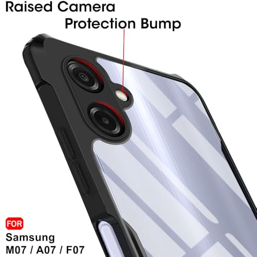 Image of TheGiftKart Shockproof Crystal Clear Back Cover Case for Samsung Galaxy M07 / F07 | 360 Degree Protection | Protective Design | Transparent Cover Case for Samsung M07 / F07 (PC & TPU, Black Bumper)