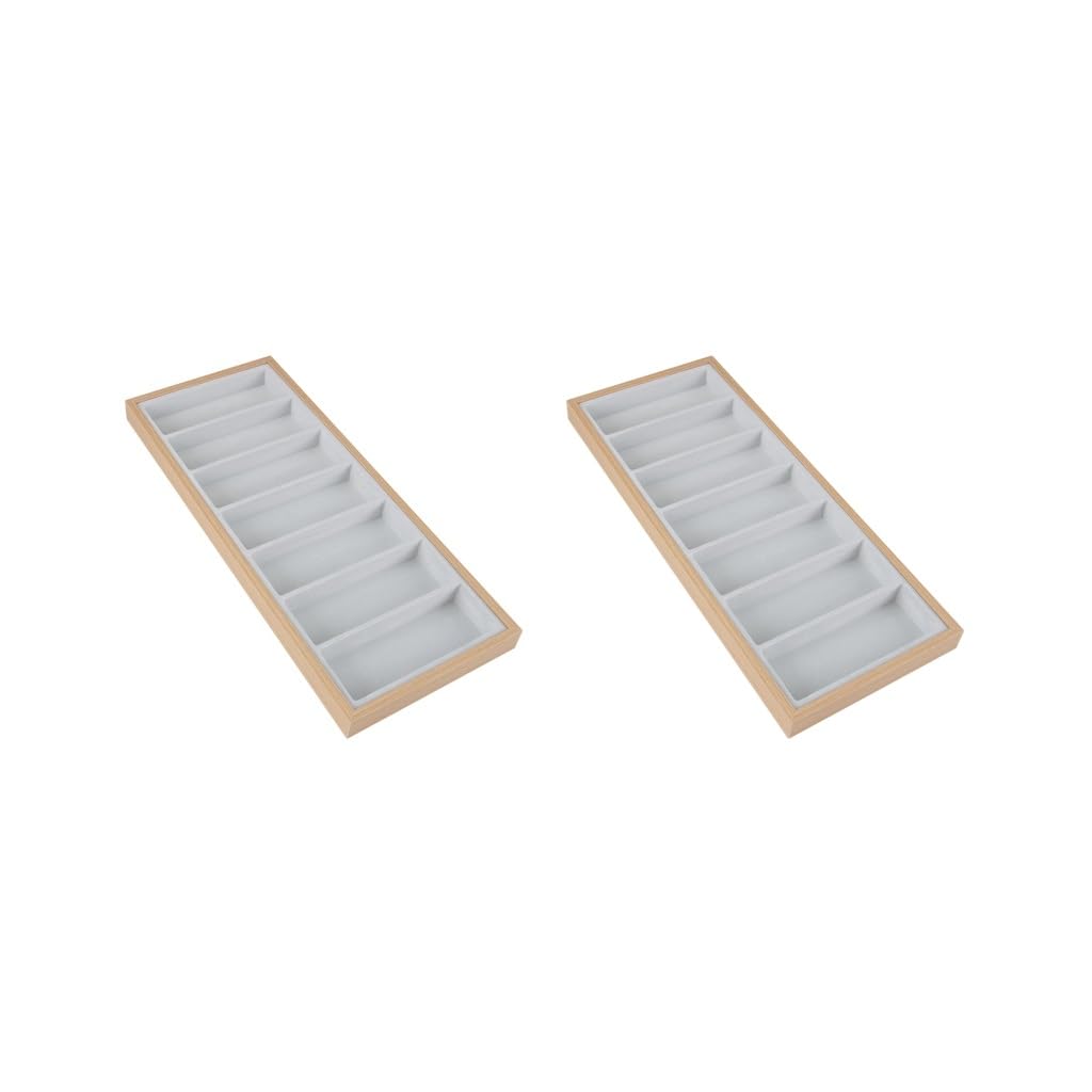 Juego de 2 bandejas apilables para gafas de sol, organizador de almacenamiento, color gris