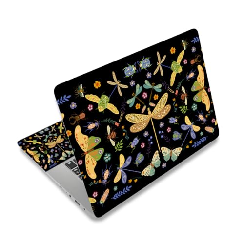 Image of DINKY Laptop Skin Sticker Decal 15.6 inch 15.4 inch 12 inch 13 inch 13.3 inch 14 inch 15 inch Laptop Universal Vinyl Skin Stickers Cover Art Decal Notebook PC Personalized Protector, Black Dragonfly